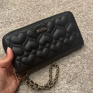 Black Quilted Heart Chain Wallet